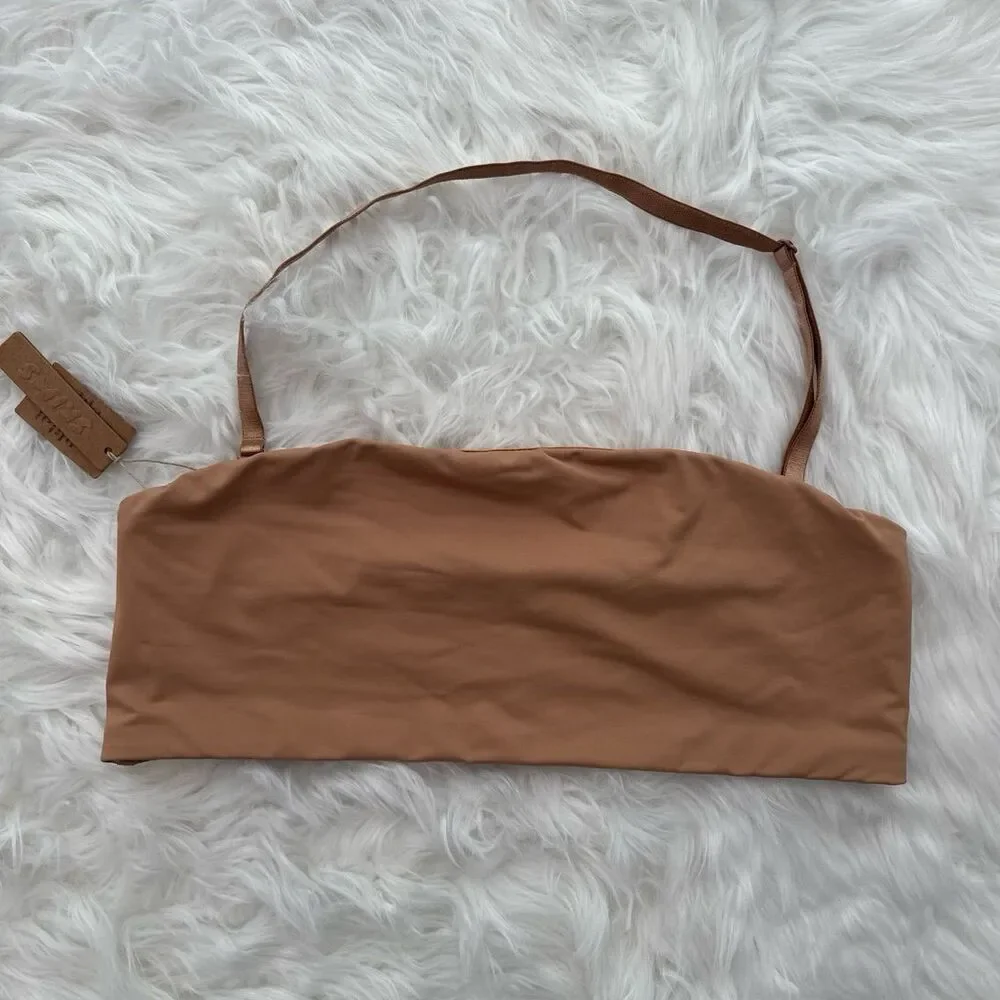 Skims Signature Swim Bandeau Bikini Top Ochre Size Large